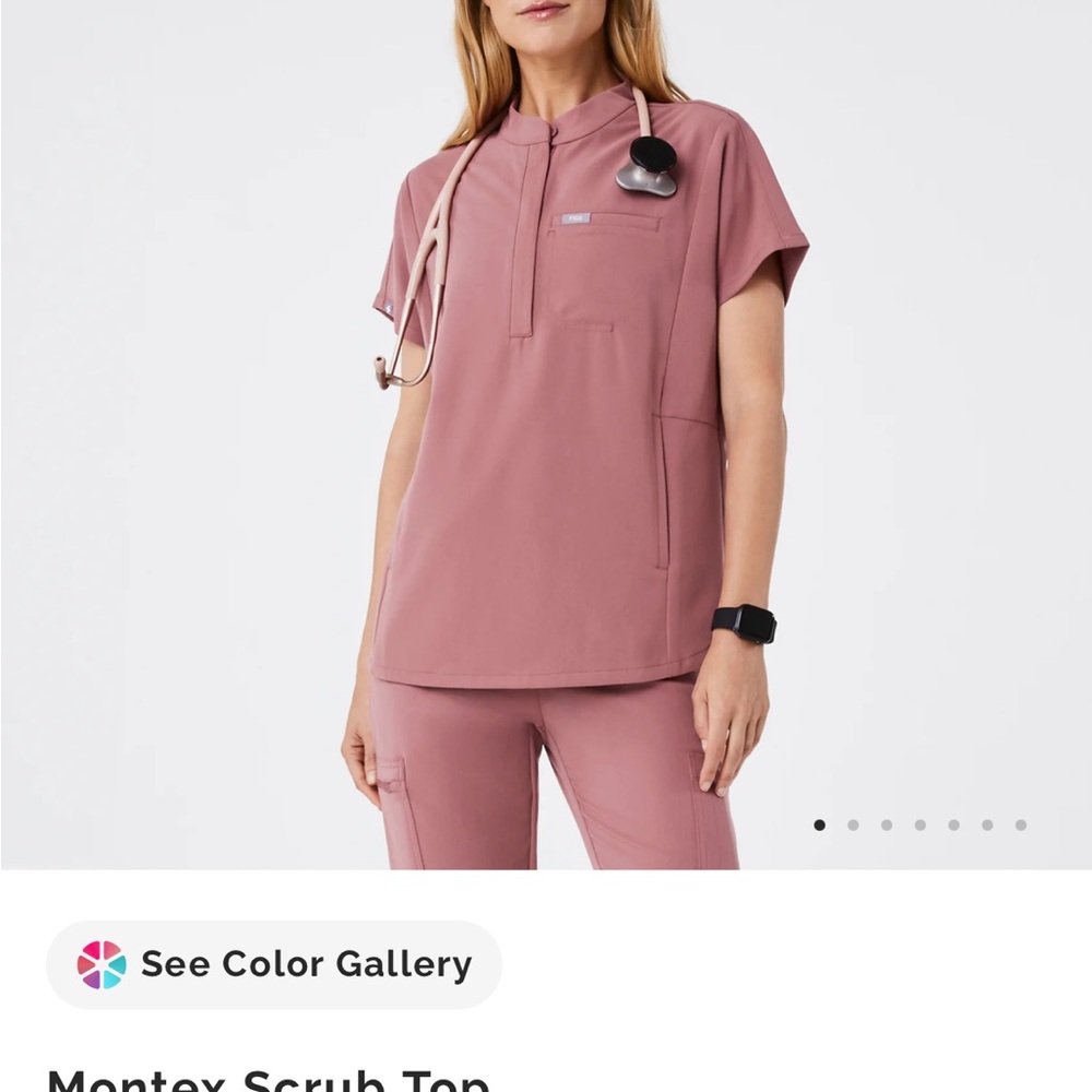 Figs Women's Short Sleeve Top - montex scrub top mauve